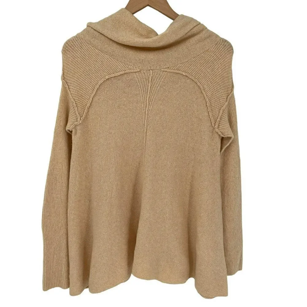 Free People Strawberry Fields Sweater Cowl Neck Swingy Soft Cream Women Small‎